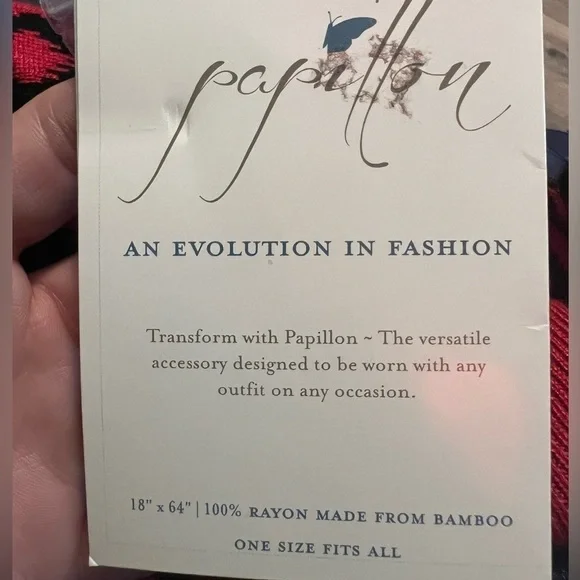 Papillon NWT scene weaver red and black rayon scarf or Shae - Picture 6 of 7